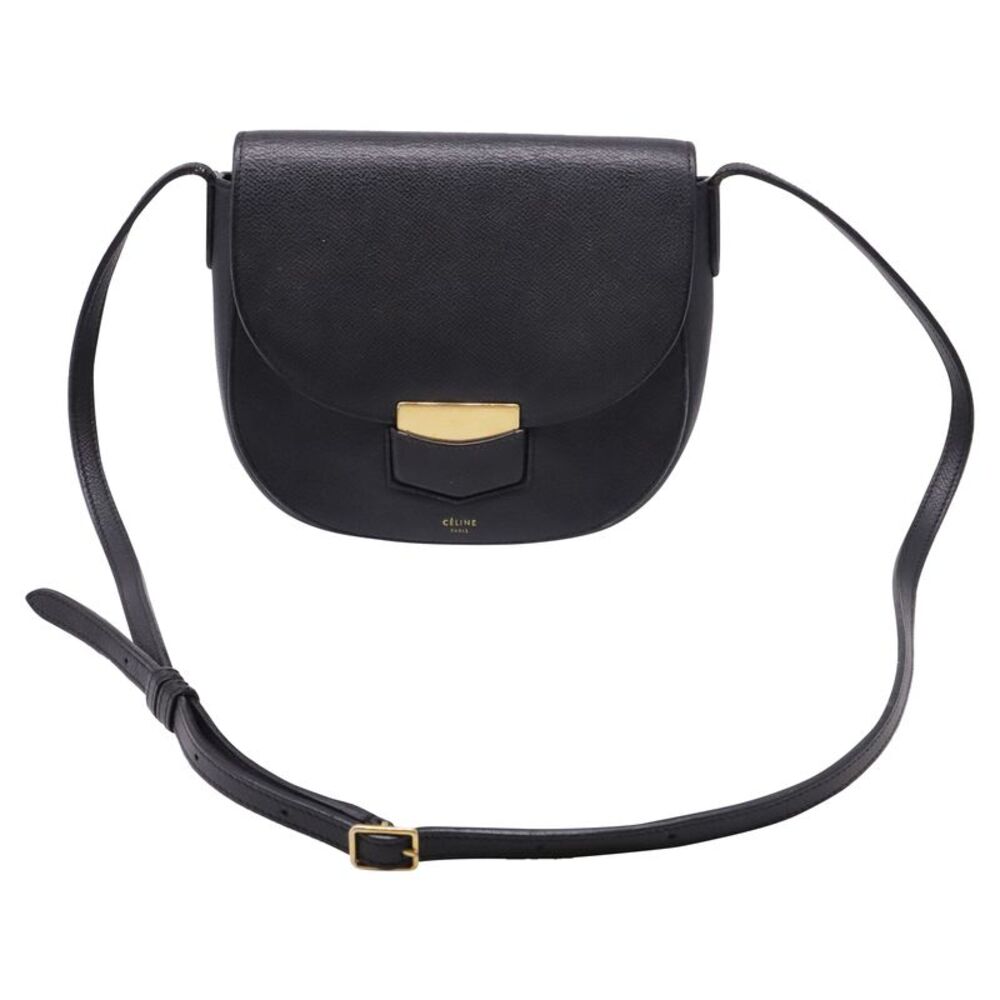 Celine Trotteur Small Crossbody Bag in Black Leather